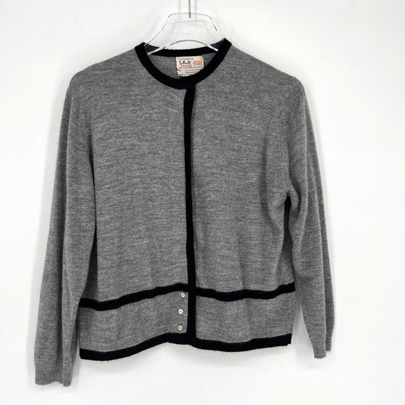 Vtg Talbott Givenchy Design Cardigan Womens M Gray‎ 60s Retro Classic Capsule - Picture 1 of 6